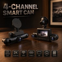 Kamera Quad Lensa Ganda 2K DVR Mobil Kamera Dashboard WiFi Terintegrasi Layar IPS 3-Inci 128GB Monitor Parkir ACC Sensor G Perekam Video