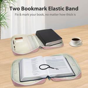 Funda Grande para Biblia con Correa para el Hombro, Bolsa de Transporte para Libros, Bolsa Protectora para Biblia con Ranuras para Bolígrafos y Bolsillo con Cremallera - Product Image 3