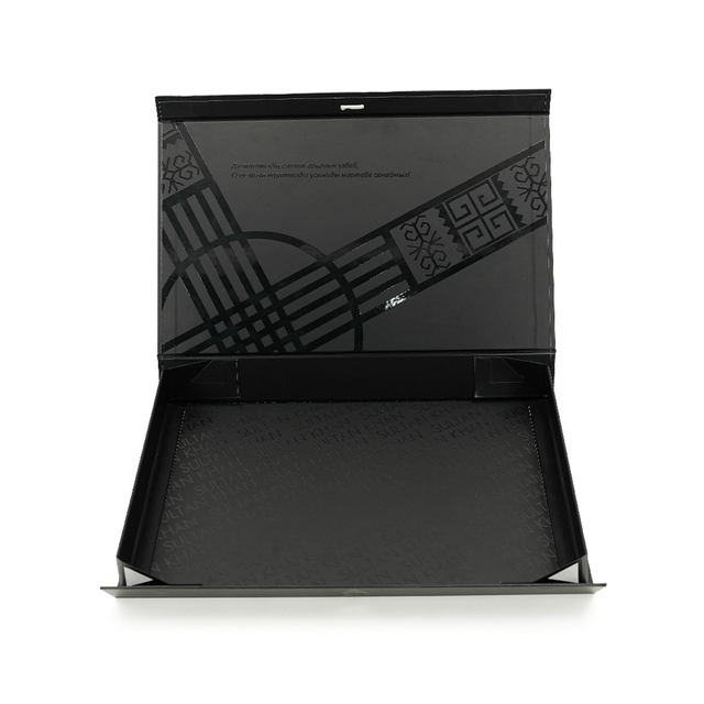 Custom Recyclable Luxury Folding Rigid Cardboard Packaging Box Matte Black Magnetic Paper Gift Box with Glossy UV logo