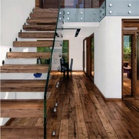 DAIYA USA flottant escalier EN CHÊNE tuile d'escalier avec la balustrade de verre trempé