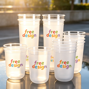 Vasos de Plástico Transparentes Desechables para Bebidas, Té de Burbujas, Café, con Logotipo Personalizado, al por Mayor, de 8, 12, 16 y 32 Onzas, para Bodas y Bares - Product Image 1