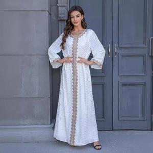 Vestido Abaya Islámico Hafizah para Mujer, Elegante y Modesto, Caftán Blanco de Manga Larga, Vestido Maxi, Moda Modesta de Oriente Medio, Dubái - Product Image 3