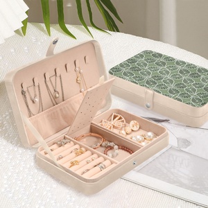 Portable Pu Leather Jewellery Ring Necklace Packing <b>Case</b> Rectangle Zipper Travel Jewelry Box Hawaii Kalo Print Storage Organizer - Product Image 6
