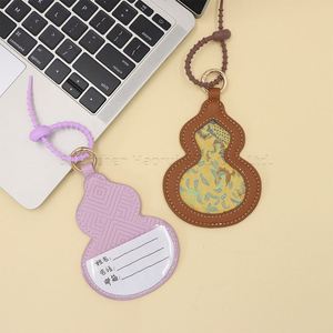Stylish Gourd Shaped PU Leather Luggage <b>Tag</b> Transparent Window Travel Gift Bag Accessories Suitcase <b>Name</b> <b>Tag</b> Good Luck Gifts - Product Image 3