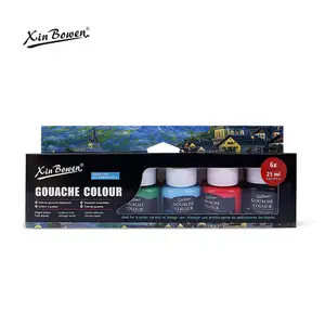 Xin Bowen 6 Colors Gouache Colour 25ml Artist Paint New Style Pigment Finger Paint For Kids Diy Painting