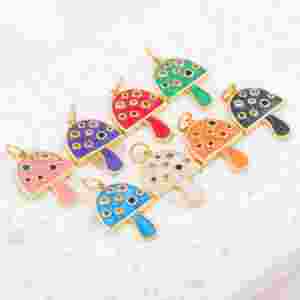 ट्रेंडी प्यारे मशरूम गहने पेलेंट 18k सोने के कोलोर तामचीनी ने जिरकॉन आकर्षण गहने हार का प्रतीक प्रतीक आभूषण - Product Image 2