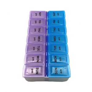 Vente en gros de boîtes de rangement pour pilules portables en plastique de petite taille à 14 compartiments - Product Image 2