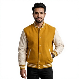 Blouson universitaire d'hiver en laine de haute qualité avec fermeture éclair, col montant, à capuche, patchwork, coupe ajustée, manches longues et fines, vente en gros - Product Image 1