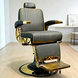 Silla de Barbero Hidráulica de Cuero Negro DM Classics, Silla de Salón Retro para Afeitar, Silla de Peluquería para Hombres en Venta - Product Image 2