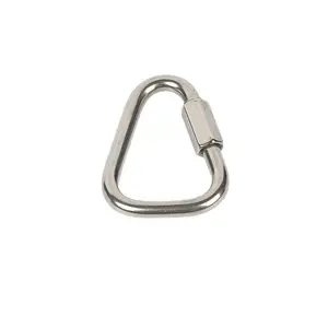 Stainless Steel Shackle Locking Triangle Type Carabiner Button Buckle For Industrial