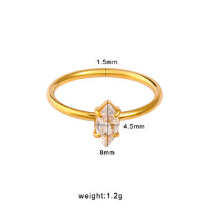 MECYLIFE Modeschmuck 2025 Eiförmiger Zirkon-Ring Edelstahlringe 18k Gold Galvanisiert Feiner Ring - Product Image 6