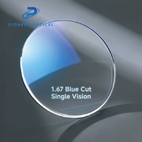 Lentilles optiques Pioneer 1.56 1.60 1.67 1.74 HMC en deux parties, vision simple, anti-lumière bleue UV420, haute CYL, blocage de la lumière bleue