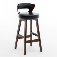 Tabouret de bar pivotant à dossier haut en bois massif pour cuisine, comptoir de caisse, usage commercial, style américain