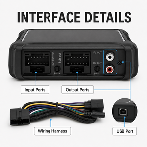 Processeur audio DSP pour voiture 4 canaux 60W RMS 12V DC, amplificateur de classe AB, égaliseur réglable, système audio stéréo OEM ODM D11 - Product Image 3