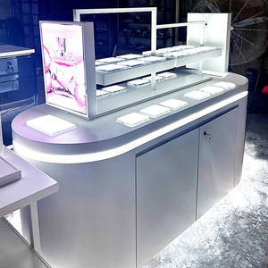 Tùy Chỉnh Sang Trọng Nước Hoa Cửa Hàng <span class=keywords><strong>Kiosk</strong></span> Thiết Kế LED Ánh Sáng Vẻ Đẹp Salon Sản Phẩm Hiển Thị Showcase Giá Trang Điểm Hiển Thị Đứng Cho Cửa Hàng - Product Image 1