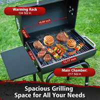 Barbecue fumoir à charbon de bois de style tonneau avec aération réglable et tables latérales pour fêtes barbecue en extérieur, jardins, patios et cuisson en arrière-cour