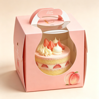 Boîtes à gâteaux personnalisées en gros, emballage de luxe pour gâteaux bento avec poignée, boîte d'emballage pour gâteaux mousse superposés avec fenêtre