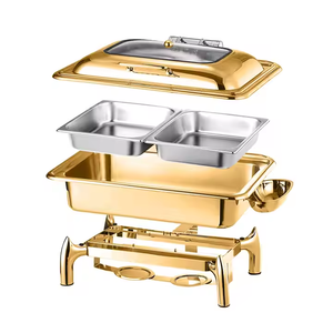 6L 9L hình chữ nhật Bạc Vàng thủy lực phục vụ Thiết bị tự chọn sưởi ấm chậu thép không gỉ chafing Món Ăn điện thực phẩm ấm hơn - Product Image 6