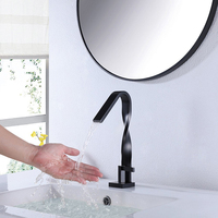 Nouvelle Mitigeur de lavabo moderne en laiton noir mat, à cascade, monotrou, pour salle de bain