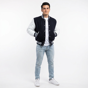 Customized Winter Varsity <b>Jackets</b> Plus Size <b>Men</b> Durable <b>Canvas</b> Fabric Front Pattern Stand Collar Breathable Professional - Product Image 1