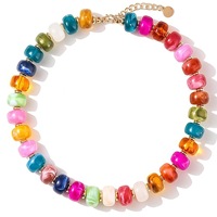 Collier en résine à grosses perles pour femmes, collier minimaliste moderne, accessoires de bijoux