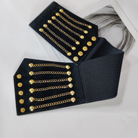 Fantastique Super largeur Surface en velours Multi chaînes décoration femmes amincissantes grande taille ceinture élastique