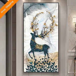 Custom Decorative Paintings Diamond Crystal Porcelain Living Room Corridor Aisle Hanging Paintings Modern Wall Art 2022