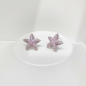 Pendientes geométricos occidentales de plata de ley 925 personalizados, con estrella rosa, elegantes, románticos, casuales para el día a día, para mujer. - Product Image 5