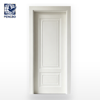 Porte de chambre en WPC blanc nacré avec panneau à double ligne en relief pour projets de villas, chambres, bureaux et salles d'étude