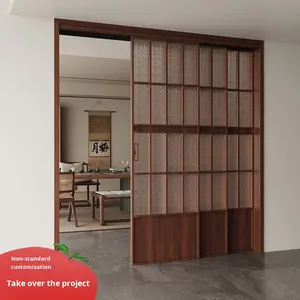 <span class=keywords><strong>Porte</strong></span> <span class=keywords><strong>coulissante</strong></span> rétro en bois de noyer de style médiéval personnalisé tringlerie à trois <span class=keywords><strong>voies</strong></span> pour cuisine salon cloison <span class=keywords><strong>rail</strong></span> de plafond <span class=keywords><strong>rail</strong></span> de sol - Product Image 2