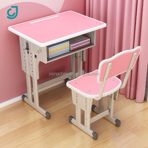 Ensemble Chaise et Bureau Scolaire Style Moderne, <span class=keywords><strong>Cadre</strong></span> Métal avec Plateau en Bois pour École et Bureau à Domicile - Product Image 1