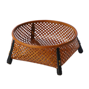 <b>Bamboo</b> woven lacquer snack <b>basket</b>, small fruit plate, tea tray, household fruit <b>basket</b>, dessert <b>basket</b>, Chinese tea set storage - Product Image 5