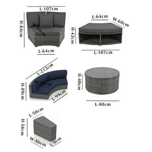 الأكثر مبيعًا أثاث ترفيهي مستدير من الخوص مقاوم للماء في جميع الأحوال الجوية للفناء والحديقة الروطان - Product Image 4