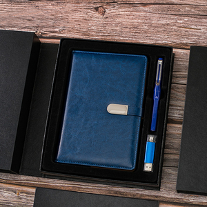Birthday Gift Set for Men Custom logo A5 Personalised Leather <strong>Notebook</strong> <strong>Diary</strong> With Pen and Box and Usb Gift Set - Product Image 2