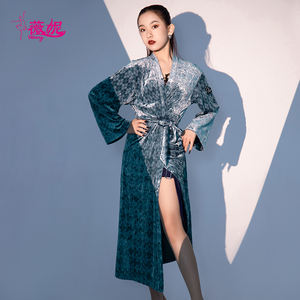 Vennystyle Vestido de noite de cetim para mulheres, fantasia de dança latina com estampa de menina Xiaobai, contorno natural, competições e festas - Product Image 2