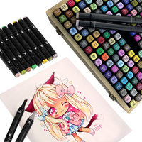 Ensemble de stylos marqueurs à double pointe pour croquis, graffiti, dessin, alcool, marqueur permanent avec logo personnalisé, boîte en bois