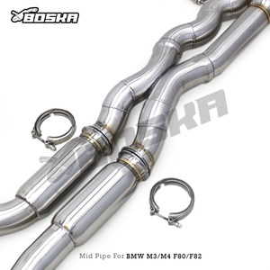 Tubo de escape de acero inoxidable Boska de ajuste directo de 2.5 pulgadas con longitud igualada para BMW M3/M4 F80/F82 S55 3.0T 2014-2019 con resonador - Product Image 6