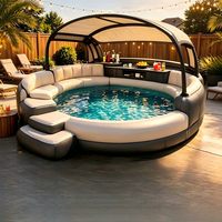 Piscine ronde gonflable avec auvent et bar, piscine familiale pour divertissements aquatiques en plein air pour les fêtes estivales