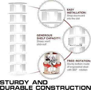 Zapatero Giratorio de Madera de 360 Grados y 7 Niveles, Organizador de Juguetes, <span class=keywords><strong>Torre</strong></span> Alta Independiente, Ahorro de Espacio, Mueble de Almacenamiento para Sala de Estar - Product Image 5