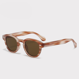Lunettes de soleil unisexes rétro à monture ronde en PC, protection UV400, personnalisables, noires, vente en gros à prix réduit - Product Image 4