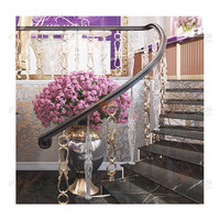 Accessoires d'escalier préfabriqués classiques boule de cristal noir mat balustrade en acier aluminium pilier rampe d'escalier