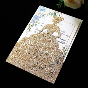 Inviti per Cerimonia di Maggiore Età con Glitter Dorato e Laser, Invito per Ragazza per Cerimonia di Maggiore Età - Product Image 3