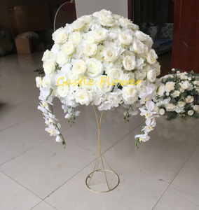 Boule de fleur artificielle W-D016 boule de fleur d'orchidée rose blanche centres de table de mariage pour les décorations de fête de table de mariage - Product Image 4