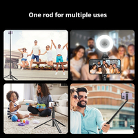 Perche à selfie C10 72 pouces en alliage d'aluminium avec télécommande sans fil BT, support de téléphone portable portable, trépied pour iOS Android