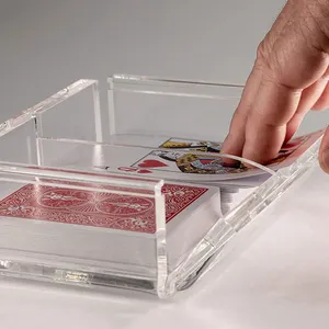 Clear Acryl Canasta Kaarthouder Lade Met Schuifdeksel/Acryl Speelkaart Deck Display