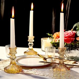 <span class=keywords><strong>Portacandele</strong></span> a Colonna <span class=keywords><strong>in</strong></span> <span class=keywords><strong>Vetro</strong></span> a Rilievo Stile Vintage Europeo Base per Cero per la Casa Tavola Romantica - Product Image 2