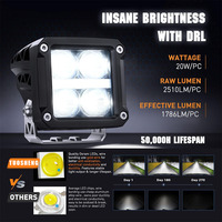 Luces LED Cuadradas de 3.2 Pulgadas con DRL, 20W 2510LM, Luz de Trabajo de Haz Superconcentrado para Conducción Todoterreno, Luces de Zanja para Camiones, SUV, ATV y UTV
