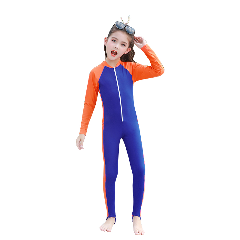 Girl's long sleeve swimsuit for swimming /surfing Sun protection UPF rash guard swimwear for swim and surf