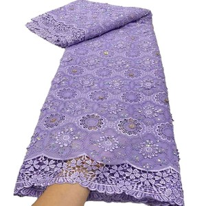 Tela <span class=keywords><strong>de</strong></span> Encaje Floral Bordada <span class=keywords><strong>de</strong></span> Lujo Ecológica y <span class=keywords><strong>de</strong></span> Gran Venta con Decoraciones <span class=keywords><strong>de</strong></span> Piedras Preciosas, Encaje <span class=keywords><strong>de</strong></span> <span class=keywords><strong>Boda</strong></span> Hecho a Mano por Trabajadoras - Product Image 2