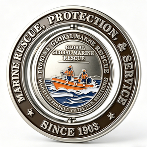 Pièce de monnaie personnalisée 3D rotative en alliage de zinc double couche, commémorative d'honneur, sur le thème du sauvetage maritime et des sports nautiques, souvenir du service de sauvetage maritime - Product Image 4